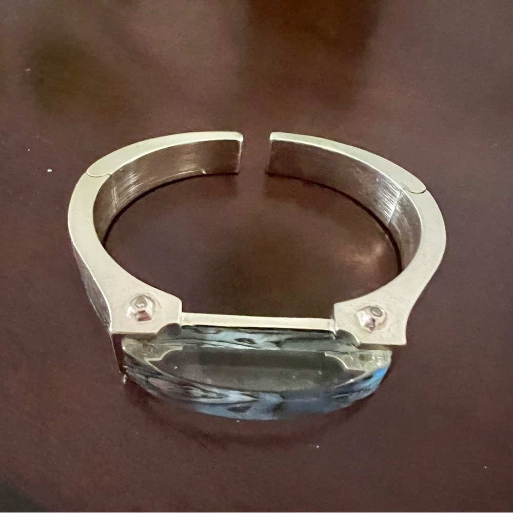 Sterling Silver Abalone Inlay Cuff Bracelet - Blue Green - Picture 3 of 7